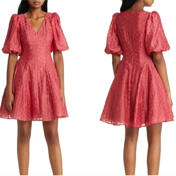 Rachel Parcell Organza Puffed Sleeve Mini Dress - Picture 1 of 17